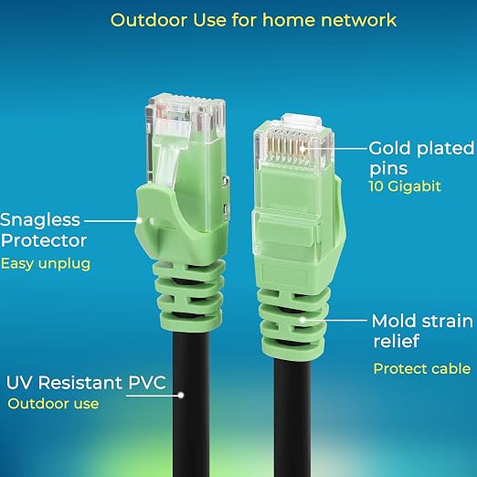 Rapink Cat6 Outdoor Ethernet Cable 100 ft, Ethernet Cable UV Resistant - Image 5