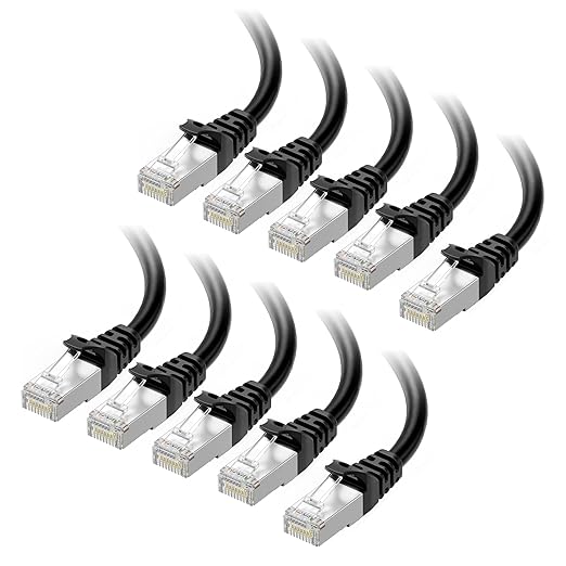 Cable Matters 10Gbps 10-Pack Snagless Shielded Cat 6A Ethernet Cable - 7ft by CableMatters