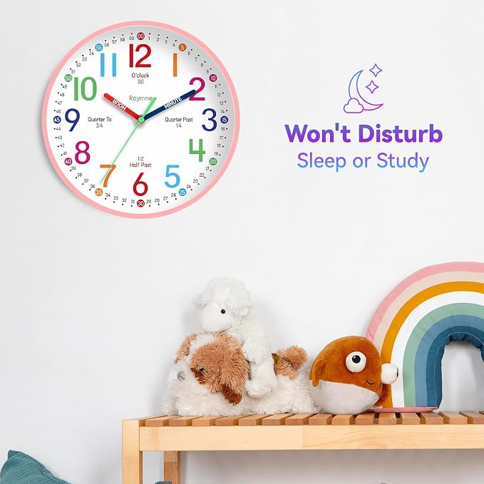 Roymnie Wall Clock 8 Inch for Kids Learning to Tell Time Easily Non Ticking - Image 6
