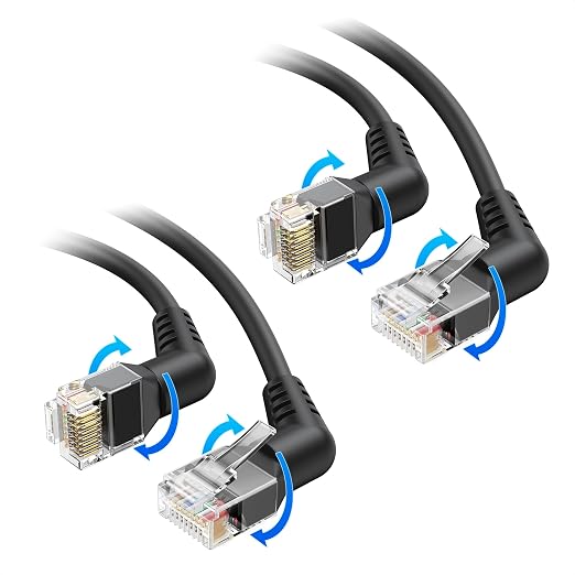 Cable Matters 2-Pack 10Gbps Rotatable Cat 6 Ethernet Cable - 1ft by CableMatters