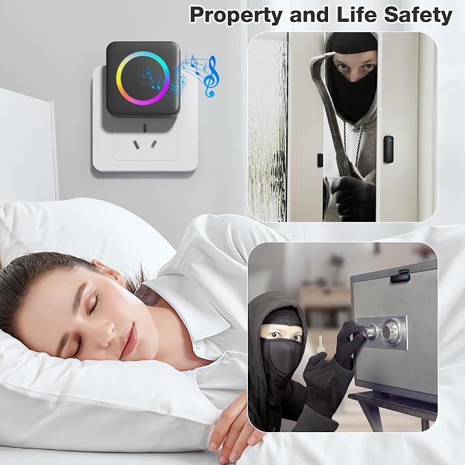 Door Chime, Satisure Wireless Door Sensor Chime When Door Opens, Door Alarms - Image 4