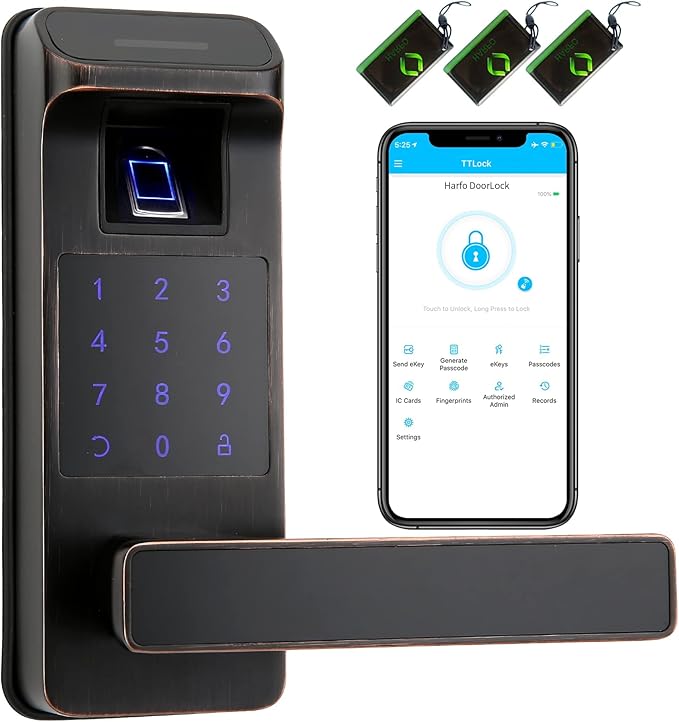 Smart Door Lock, Heavy Duty 5 in 1 Keyless Entry Door Lock, Full App Control by HARFO