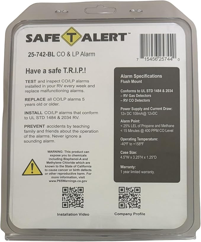 Safe T Alert - Mini Dual LP/CO Alarm - Flush Mount Black - 25-742-BL - Image 3