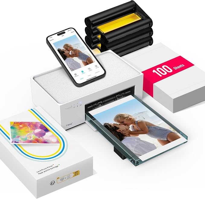 Liene M100 4x6'' Photo Printer, Phone Printer 100 Sheets & 3 Cartridges by Liene
