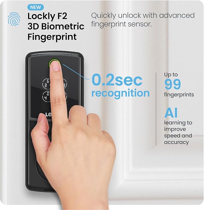 Lockly Secure Pro Smart Lock, 0.2s AI Fingerprint Door Lock, Patented PIN Genie - Image 4