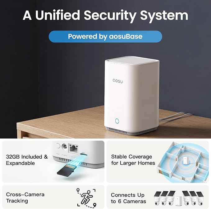 aosu SolarCam D1 Max 4-Cam Kit, 4K Solar Security Cameras Wireless Outdoor - Image 6