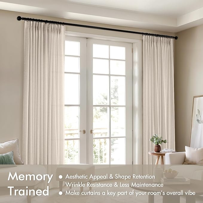 Memory Trained Pinch Pleated Curtains 90 Inches Long, Viral Linen Pinch Pleat - Image 3