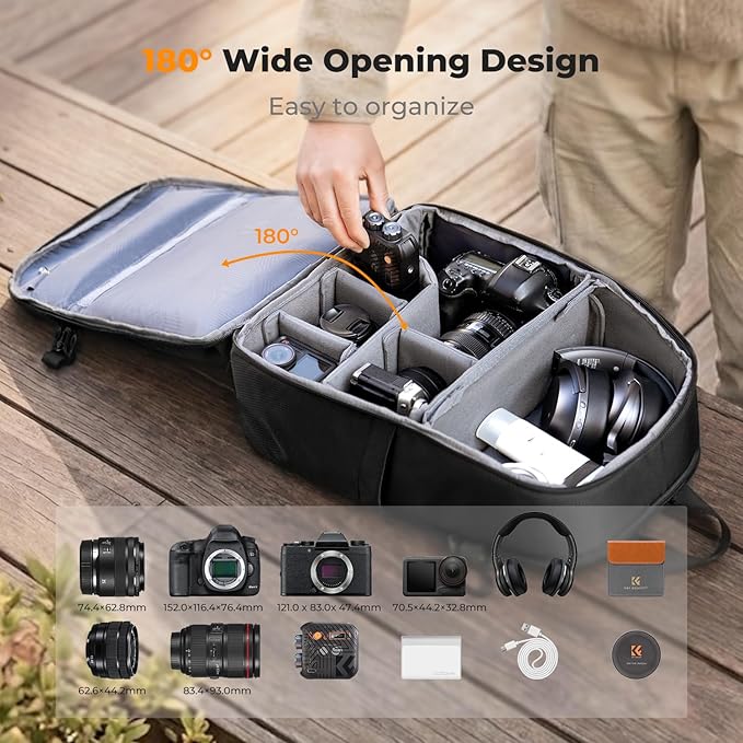 K&F CONCEPT Ultra Lightweight Camera Backpack, 25L Camera Bag - Image 3