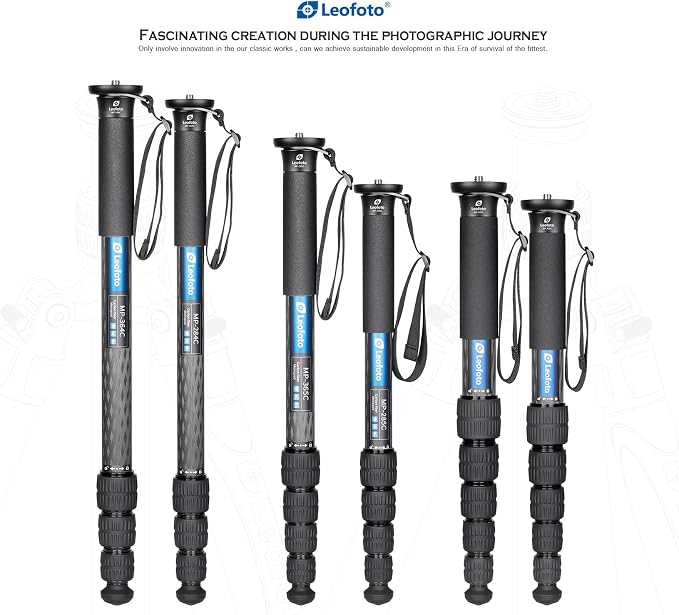 Leofoto MP-364C+VH-10S Monopod and Tilt Head Set, Carbon Fiber, VH-10S Monopod - Image 2