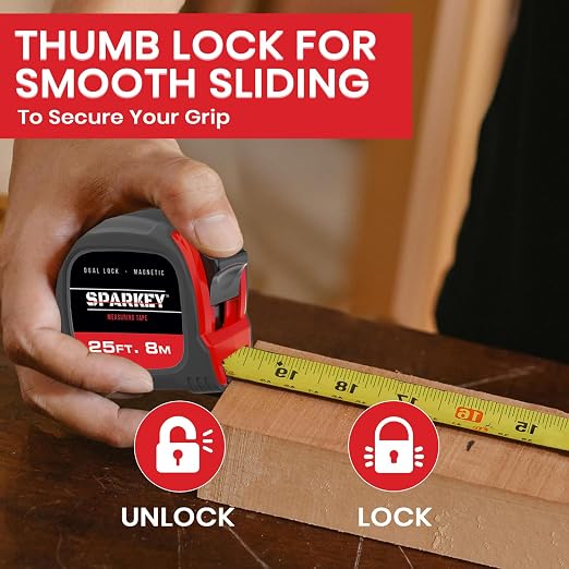 Sparkey 25ft/8M Retractable Tape Measure - Image 3