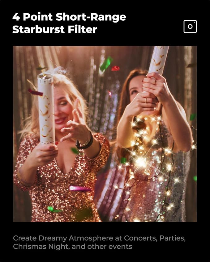 K&F CONCEPT 82mm Variable Short Line Star Lens Filter, Cross Screen Starburst - Image 3