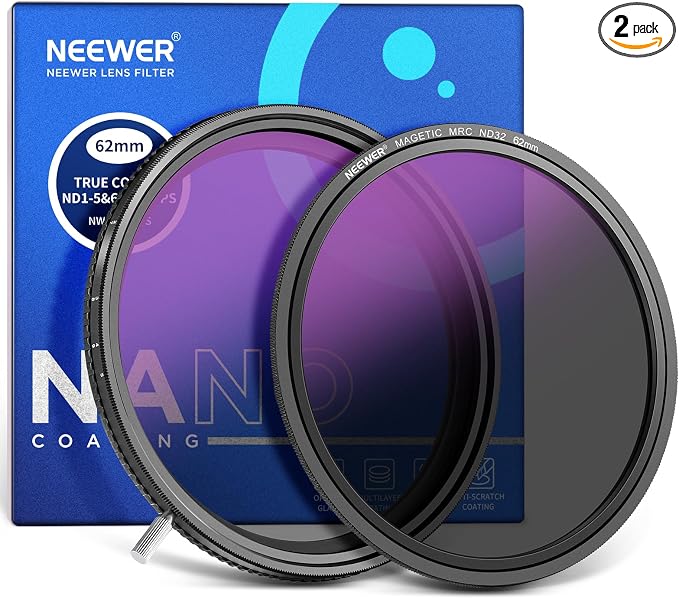 Neewer HD True Colors 62mm Variable ND Filter ND2-512, VND Filter & Magnetic by Neewer