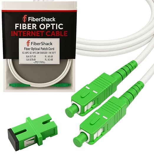 Fibershack - White SC/APC to SC/APC Fiber Optic Patch Cable FTTH Home Fiber by Fibershack