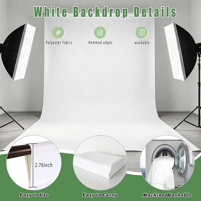 White Photo Backdrop for Photoshoot, Fabric Background for Product Photography - Image 6
