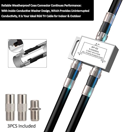 75ft RG6 Coaxial Cable Black, 75 Ohm Coax Cable - Image 3