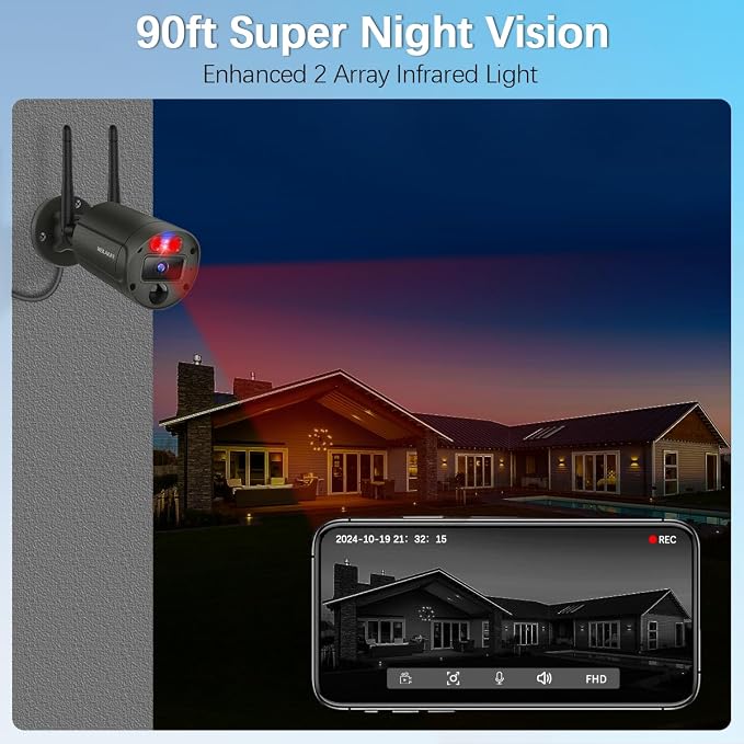 【130° Wide Angle & 90 Days Storage】 Outdoor Wireless Security Camera System - Image 9