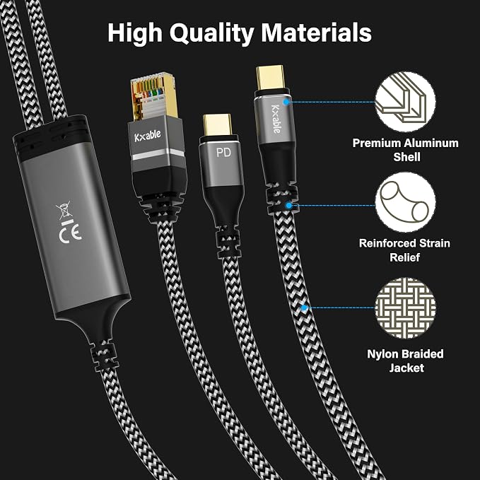 USB C to Ethernet Cable 15 FT, Type C to RJ45 Cord - Image 5