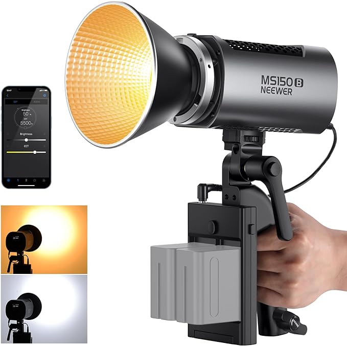 NEEWER MS150B 130W Bi Color LED Video Light, Mini COB Portable Photography by Neewer
