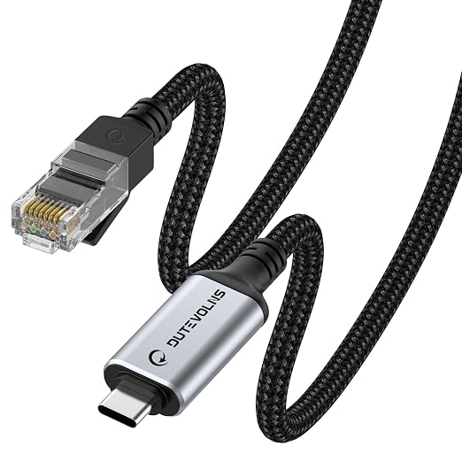 USB C to Ethernet Cable 5FT, Type C to RJ45 Nylon Cord, Gigabit Directly by DUTEVOLNS