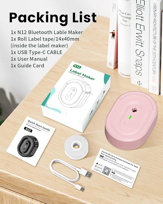 N12 Label Maker Machine with Tape, Mini Bluetooth Label Printer, Small Labeler - Image 5