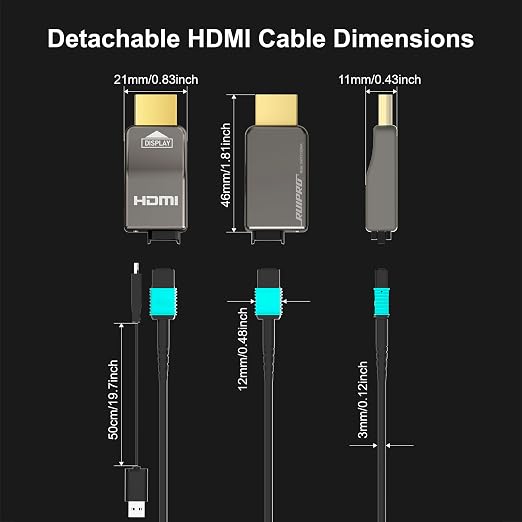 RUIPRO 8K Detachable Full Fiber Optic Armored HDMI 2.1 Cable 15FT, Ultra High - Image 3