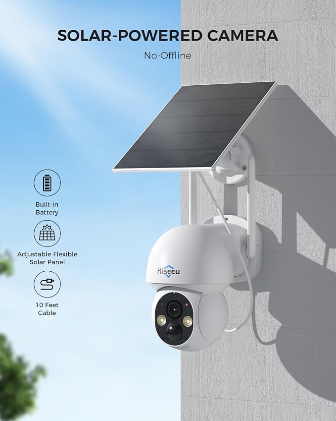 Hiseeu Solar Camera Wireless Outdoor, Home Security Camera System, 2.4G & 5G - Image 2