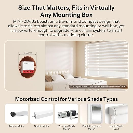 SONOFF Zigbee Smart Roller Shutter Switch, MINI-ZBRBS, Mini Size, Percentage - Image 4