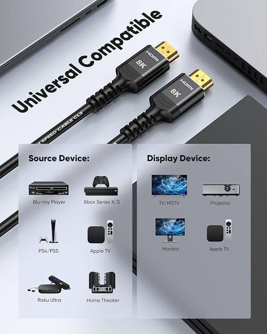 Highwings HDMI Cable 13 FT Long, 4K 8K 10K HDMI 2.1 Cord Ultra High Speed - Image 7
