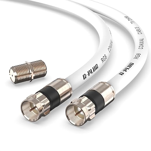G-PLUG 100FT RG6 Coaxial Cable Connectors Set- High-Speed Internet, Broadband by G-PLUG