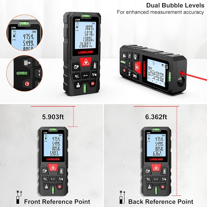 LT70 Laser Measure, 229ft/70m Laser Measurement Tool, - Image 3