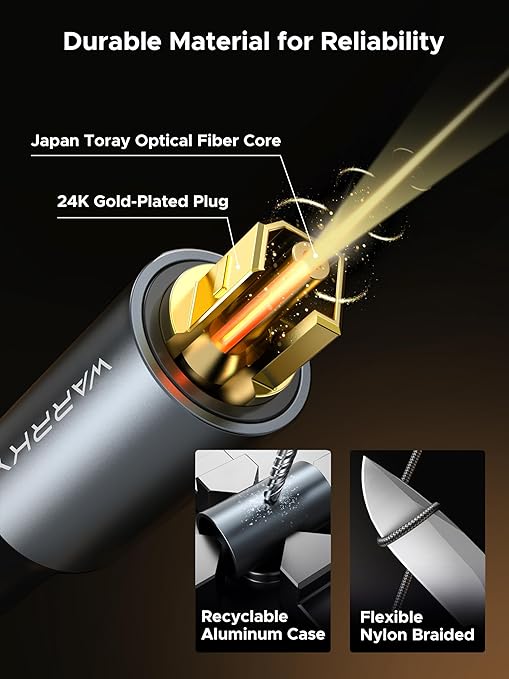 Warrky Optical Audio Cable, 3.3ft / 1m Optical Cable - Image 3