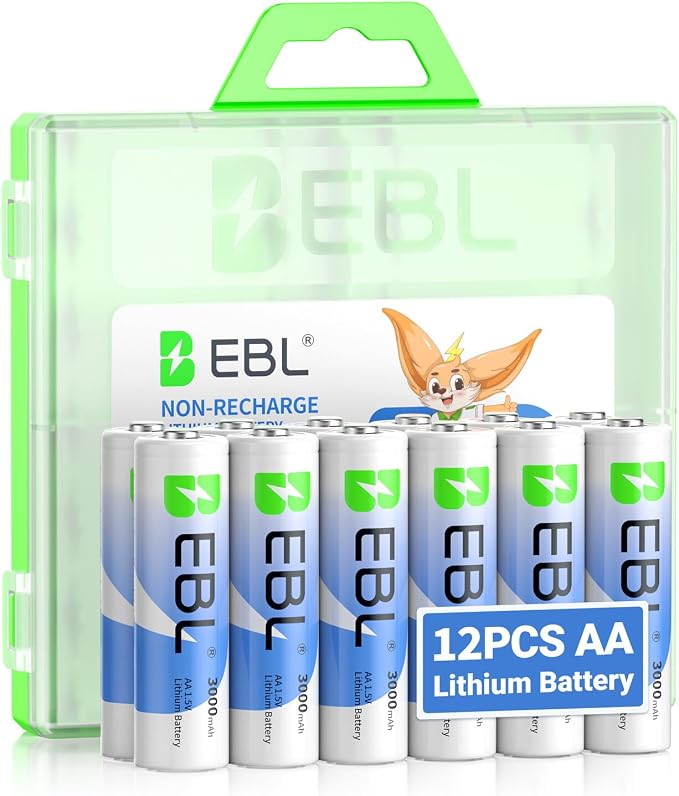 EBL AA Lithium Batteries 12 Pack, 3000mAh 1.5V High-Capacity Non-Rechargeable by EBL
