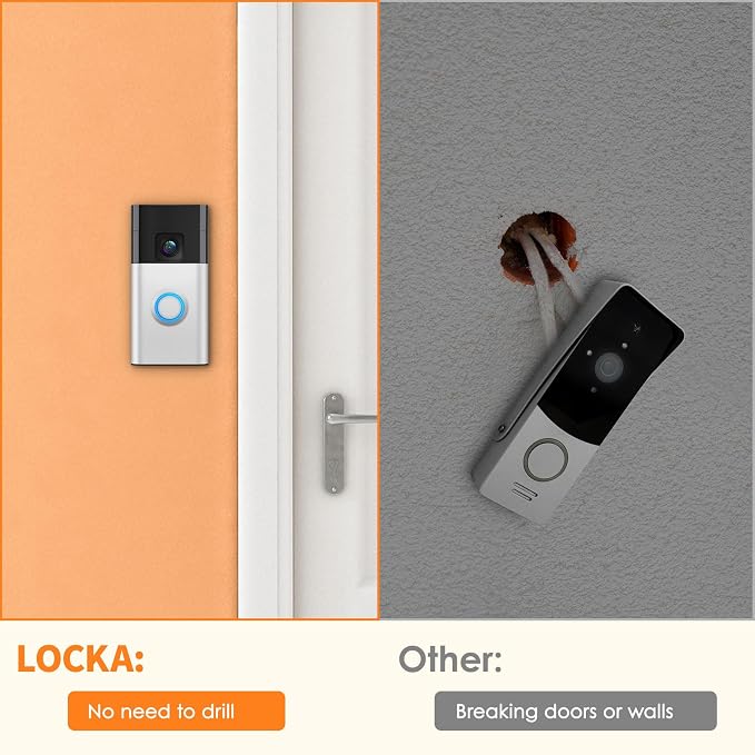 LOCKA Adhesive Mount for Ring/Other Battery Doorbell, No Drilling Camera Door - Image 5