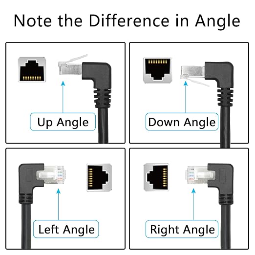 90 Degree Cat6 Ethernet Extension Cable 1FT, Right Angle RJ45 Male to Female - Image 2