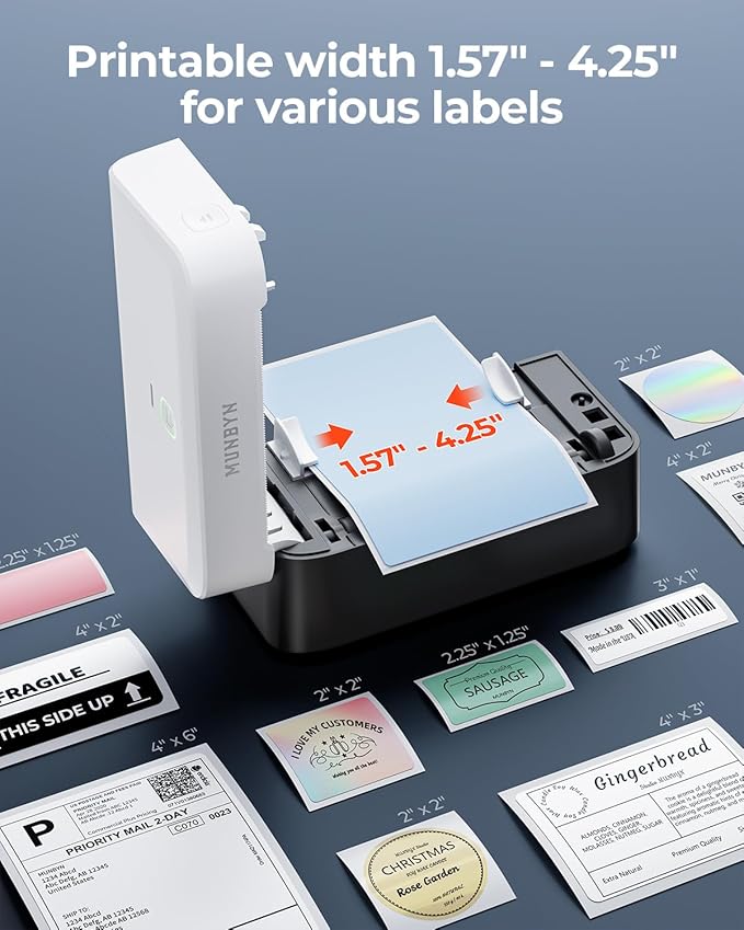 MUNBYN Bluetooth Thermal Label Printer RW403B, Wireless 4x6 Shipping Label - Image 3