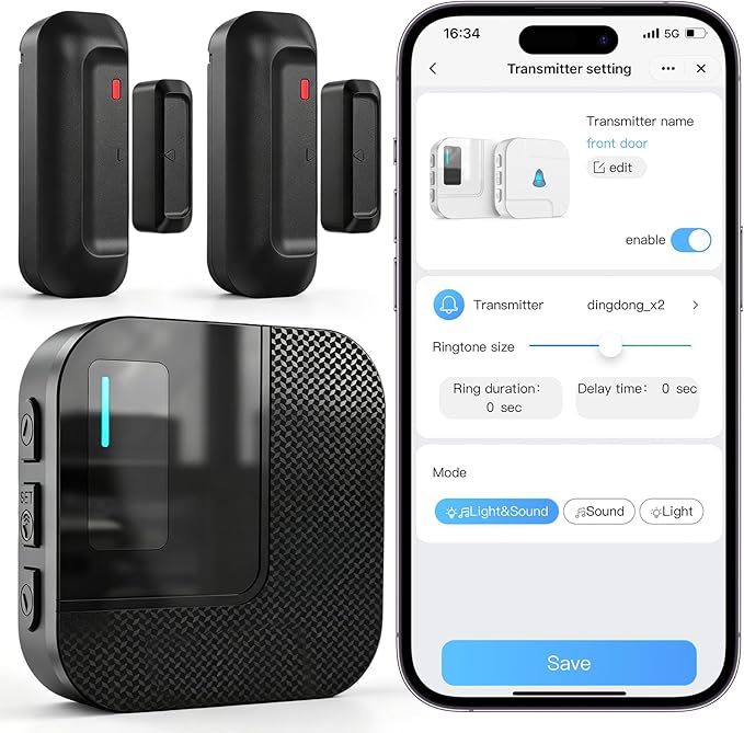 WiFi Door Chime, SanJie Door Sensor Alarm by SANJIEGuardSecurity
