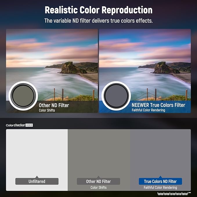 NEEWER 55mm Variable ND Filter, True Color & Hard Stop, 3-11 Stops Adjustable - Image 4
