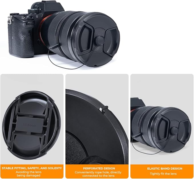 K&F Concept 46mm Lens Cap, 9-in-1 Center Pinch Lens Cover + Anti-Loss Keeper - Image 4