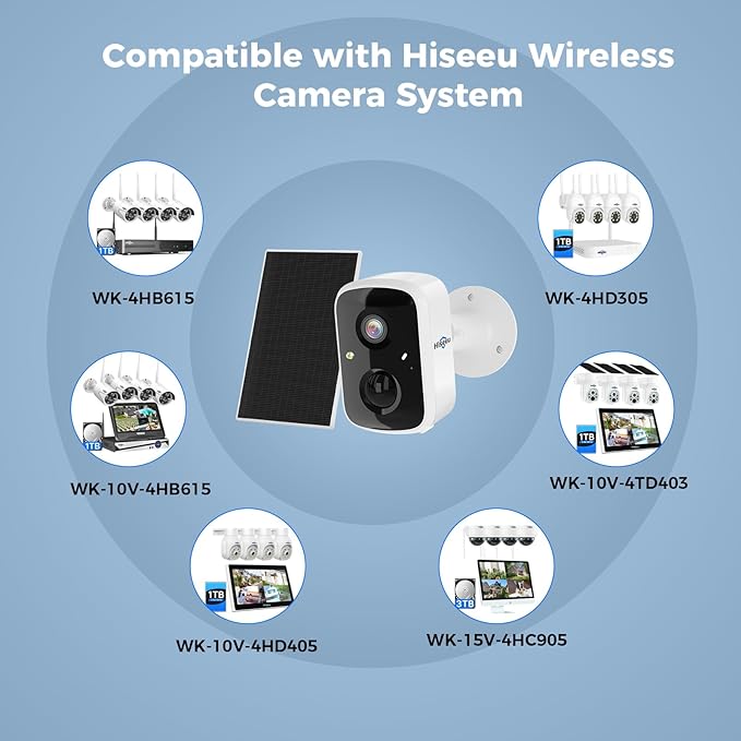 Hiseeu Solar Camera Security Outdoor, 3 Pack 100% Wireless 3K 4MP Surveillance - Image 5