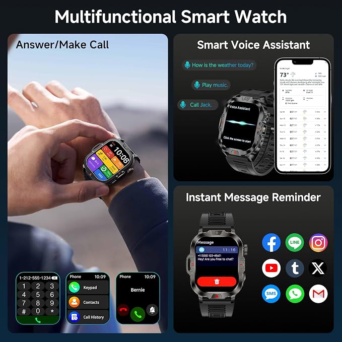 Smart Watch for Men Military Answer/Make Call 2.01″ Display 170+ Sports Modes - Image 6