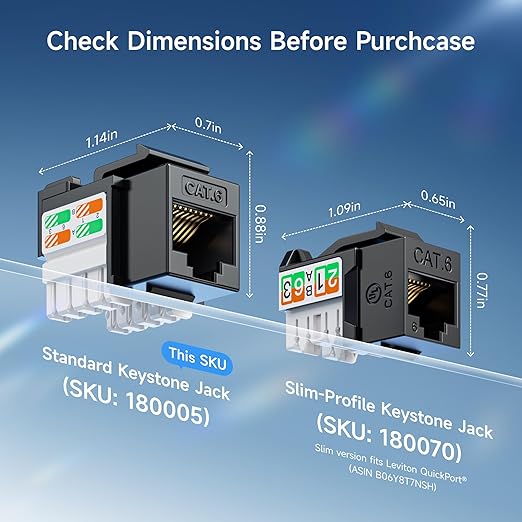 Cable Matters 10-Pack 10Gbps Cat6 Keystone Jacks, RJ45 Keystone Jack, Ethernet - Image 3