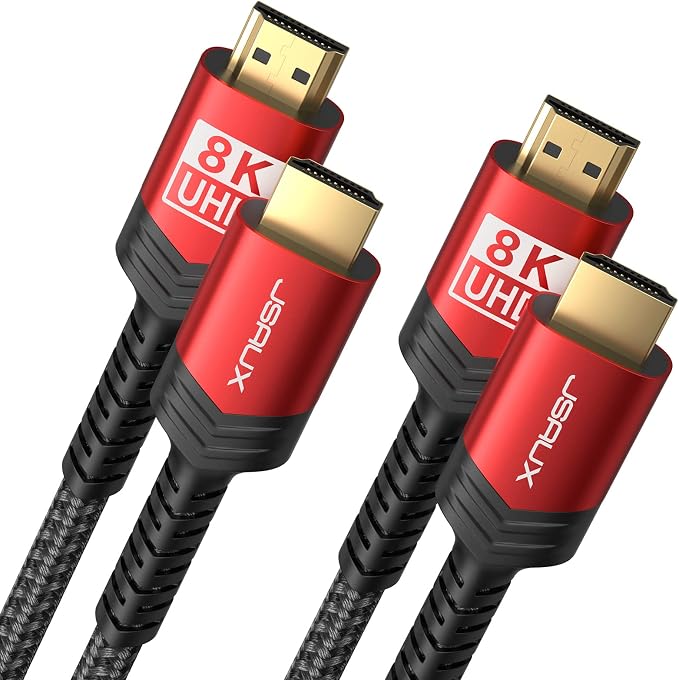 JSAUX 8K Long HDMI Cable 15ft 2-Pack, 48Gbps High Speed HDMI 2.1 Cord, 4K by JSAUX