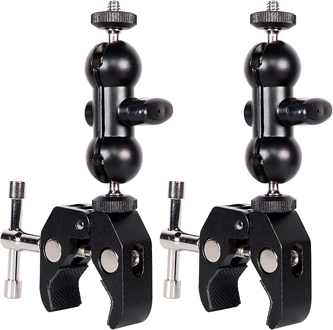 Cool Dual Ball head Magic Arm Adapter Camera Clamp Mount Super Clamp by QYXINC