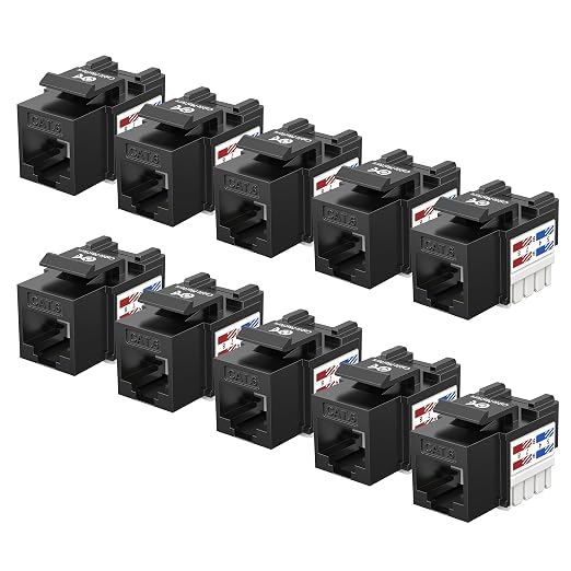 Cable Matters 10-Pack 10Gbps Cat6 Keystone Jacks, RJ45 Keystone Jack, Ethernet by CableMatters
