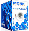 MONK CABLES | CAT6 Plenum Cable 1000ft | UTP, 550MHz | DSX-8000 Certified | by MONKCABLES