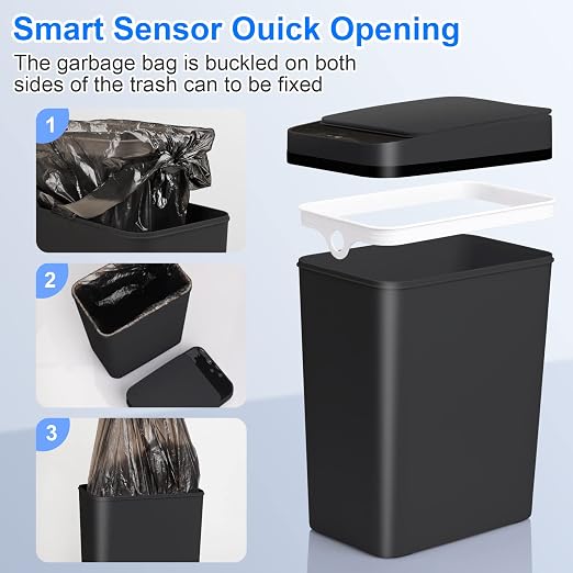 Anborry Bathroom Automatic Trash Can 4 Gallon Touchless Motion Sensor Small - Image 6
