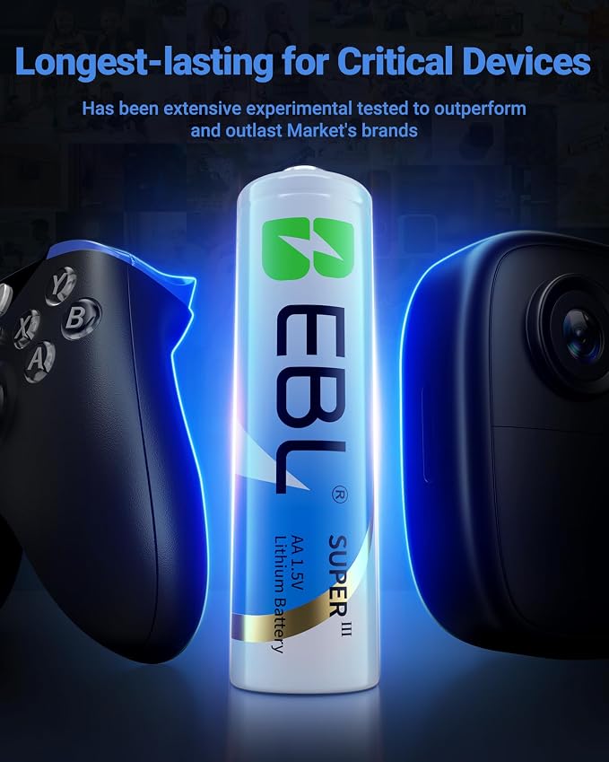 EBL Lithium AA Batteries 12 Pack, Longest Lasting 3700mAh 1.5V Non-Rechargeable - Image 6