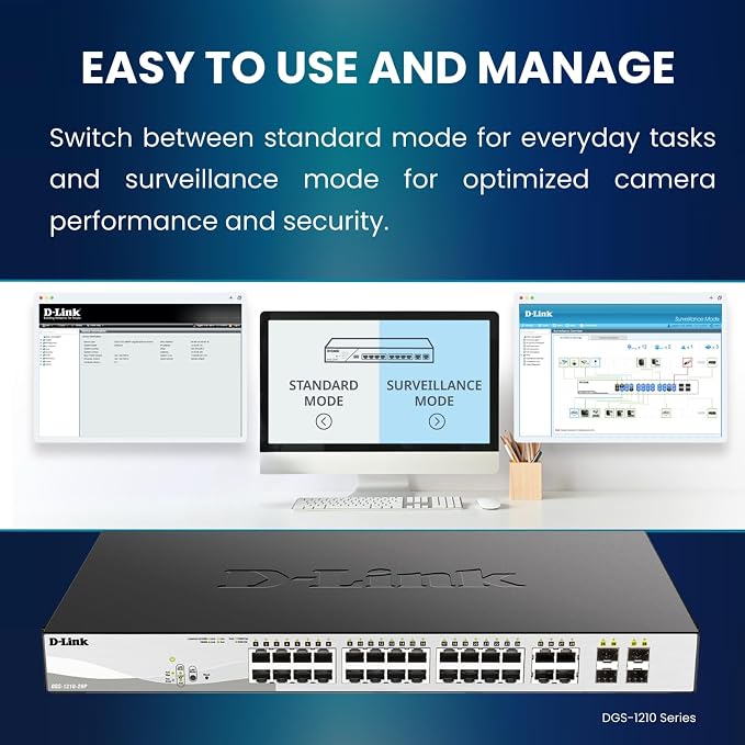 D-Link 28-Port Gigabit Smart Managed PoE+ Switch, 24 PoE+ Ports + 4 SFP Combo - Image 6