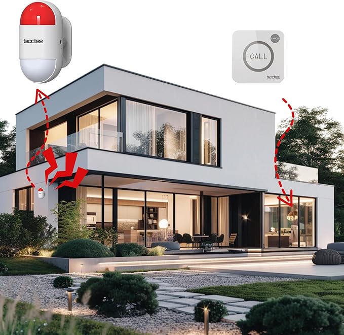 Panic Button Alarm for House Remote Control Office Siren Alarm System Sound & - Image 7