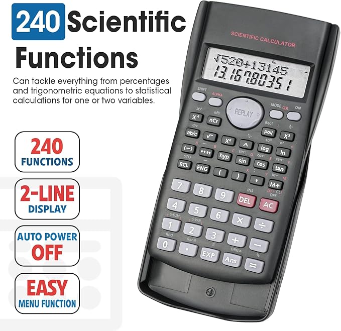 30 Pack Scientific Calculators, 2-Line Large Screen Display 240 Functions - Image 2